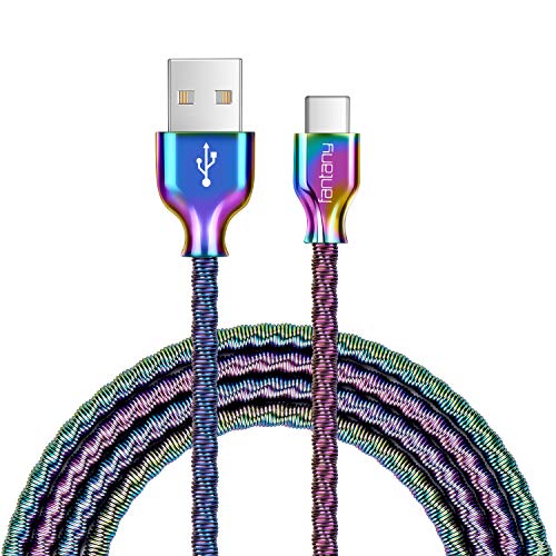 Product Cover USB Type C Cable,Fantany Durable Metal USB A to C Charging Cable&Sync Compatible with Galaxy S10,S9,S9+,S8,S8+,Note 8,9,LG V40,50 G7,8, Pixel 2,3,HTC 10,Nexus 5X/6P, 3.3Feet,1Pack (Colourful, 3.3ft)