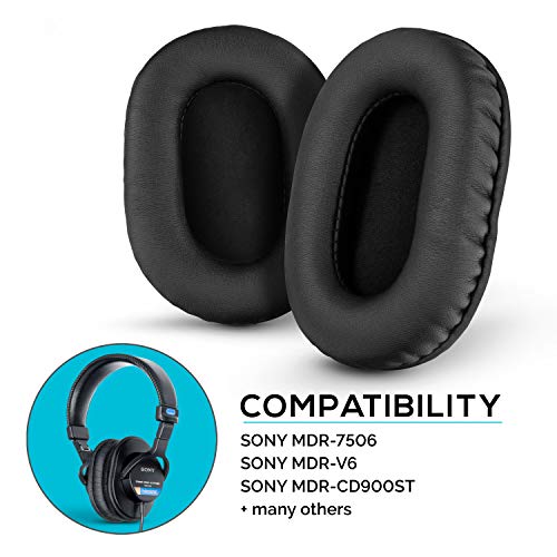 Product Cover Brainwavz Earpads for Sony MDR 7506, Memory Foam, Compatible MDR V6, V7, CD900ST - Black
