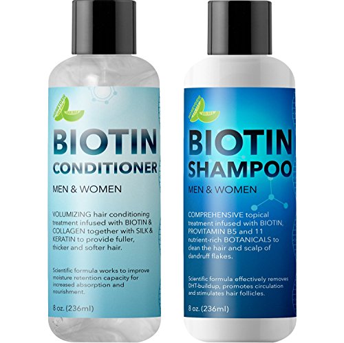 Product Cover Biotin Shampoo and Conditioner Hair Loss Treatment for Thinning Hair - Hair Follicle Stimulator for Fuller Thicker Hair Growth - Revive Damaged Hair with Natural Jojoba Oil Argan Oil Sea Buckthorn