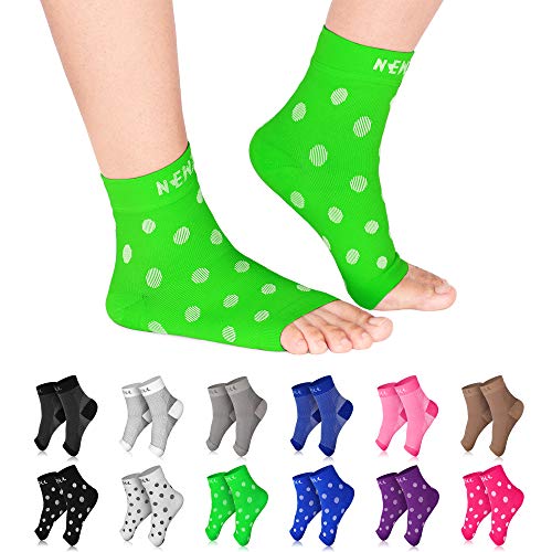 Product Cover NEWZILL Plantar Fasciitis Socks with Arch Support, Best 24/7 Foot Care Compression Sleeve, Eases Swelling & Heel Spurs, Ankle Brace Support, Increases Circulation (L/XL, Green w White Dots)