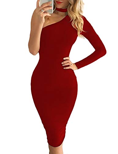 Product Cover Navvour Women's One Shoulder Sleeveless Choker Bodycon Pencil Midi Party Dress