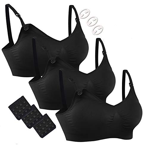 Product Cover HOFISH Women's Adjustable Seamless Nursing Bra Push Up Comfort Sleep Bralette Black 2XL
