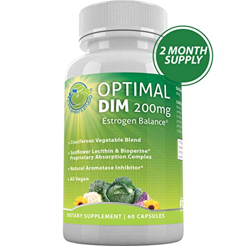Product Cover Optimal DIM Supplement 200mg Plus - Estrogen Balance - Organic Whole Foods, Sunflower Lecithin/BioPerine Proprietary Absorption Complex, Aromatase Inhibitor, All Vegan, 60 DRcaps, 2 Month Supply