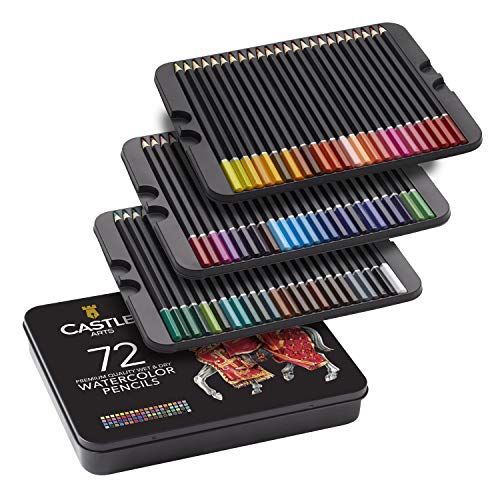 Product Cover Castle Art Supplies 72 Watercolor Pencils Set for Adults and Professionals - Premium Artist Lead with Vibrant Colors and Beautiful Blending Effects with Water