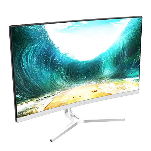 Product Cover VIOTEK NB24CW 24-Inch LED Curved Monitor with Speakers, Bezel-Less Display, 75Hz 1080P Full-HD FreeSync VGA HDMI VESA - Xbox Ready (White)