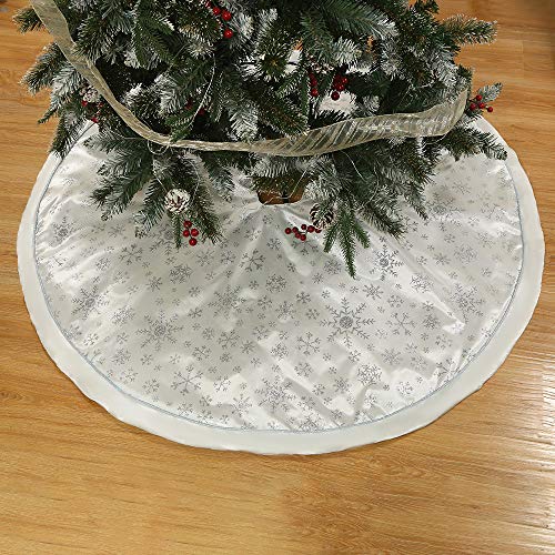 Product Cover wlflash Christmas Tree Skirt 48 inch 3 Layers for Xmas Holiday Decorations Tree Ornaments Indoor Outdoor (White)