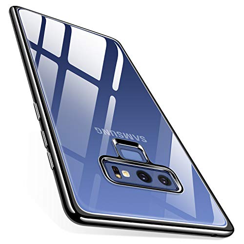 Product Cover TORRAS Galaxy Note 9 Case, Crystal Clear Ultra Thin Slim Fit Soft TPU Gel Case Cover with Electroplated Frame Compatible with Samsung Galaxy Note 9(2018), Clear Back/Black Frame