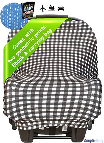 Product Cover Simple Being Nursing Cover Up for Baby Breastfeeding (2 Pack), 4 in1 Multi Use, Light Blanket, Shopping Cart Cover, Car Seat Canopy, High Chair Cover and Stroller Canopy (Geometric)