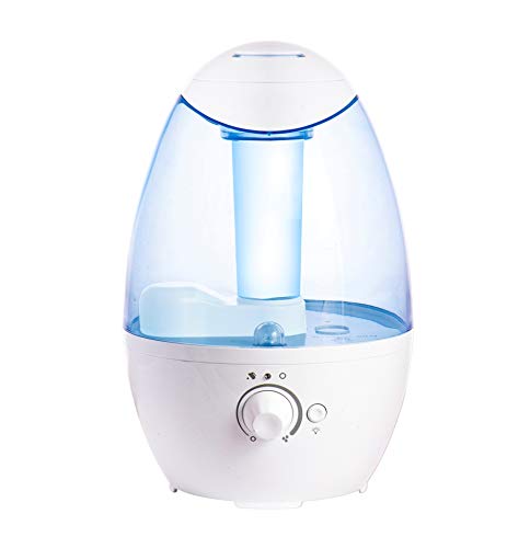 Product Cover Ultrasonic Cool Mist Humidifier - Best Air Humidifiers for Bedroom / Living Room / Baby with Night Light - Whole House Solution - Large 3L Water Tank - Auto Shut Off & Filter-Free - Gift Box