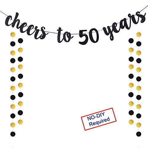 Product Cover Cheers to 50 Years Gold Glitter Banner For Adult 50th Birthday Party Wedding Anniversary Party Decorations