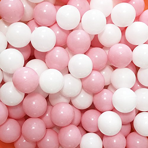 Product Cover MoonxHome Pit Balls Crush Proof Plastic Children's Toy Balls Macaron Ocean Balls 2. 15 Inch Pack of 100 White&Pink