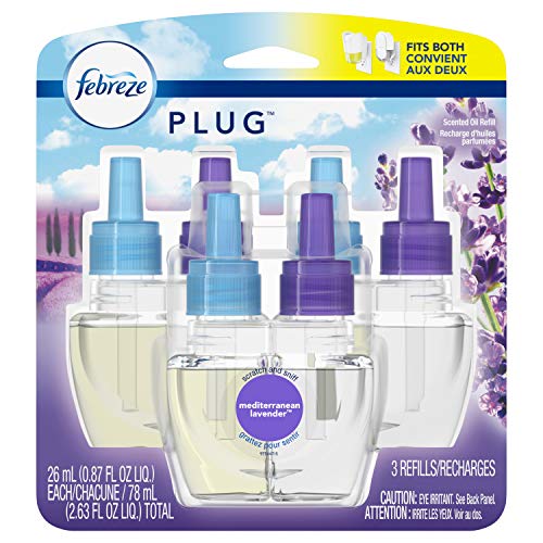Product Cover Febreze Plug in Air Freshener Scented Oil Refill, Mediterranean Lavender, 3 Count