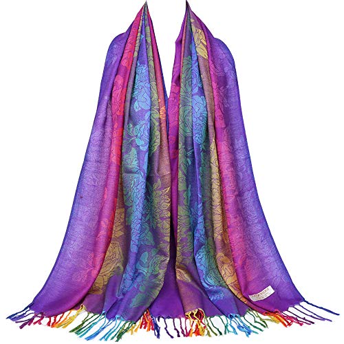 Product Cover Fashion Colorful flowers Jacquard cotton pashmina Women Wrap Shawl tassels Scarves 75