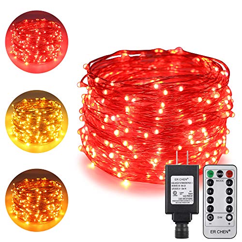 Product Cover ErChen Dual-Color LED String Lights, 100 FT 300 LEDs Plug in Copper Wire Color Changing 8 Modes Dimmable Fairy Lights with Remote Timer for Indoor Outdoor Christmas (Red/Warm White)