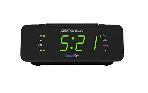 Product Cover Emerson SmartSet Alarm Clock Radio with AM/FM Radio, Dimmer, Sleep Timer and .9