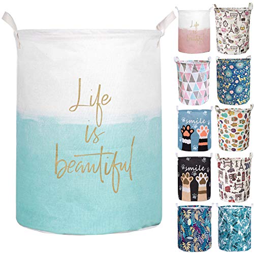 Product Cover Aouker Merdes 19.7'' Waterproof Foldable Laundry Hamper, Dirty Clothes Laundry Basket, Linen Bin Storage Organizer for Toy Collection (Life Blue)
