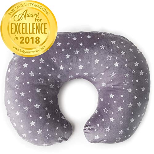 Product Cover Minky Nursing Pillow Cover | Stars Pattern Slipcover | Best for Breastfeeding Moms | Soft Fabric Fits Snug On Infant Nursing Pillows to Aid Mothers While Breast Feeding | Great Baby Shower Gift