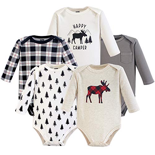 Product Cover Hudson Baby Unisex Baby Cotton Long-Sleeve Bodysuits, Moose, 12-18 Months