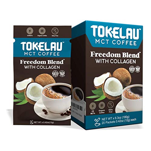 Product Cover Tokelau Keto Collagen Instant Coffee Packets with Collagen Peptides and C8 MCT Oil, Perfect Dairy Free Ketogenic Coffee in Seconds