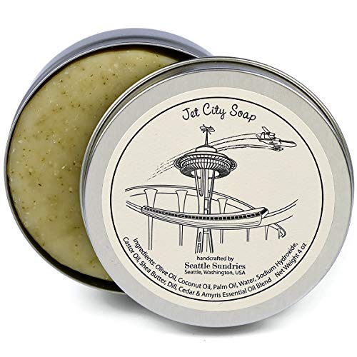 Product Cover Jet City Soap-100% Natural Skin Care Bar. Scented with Essential Oils. One 4 oz Bar in a Handy Travel Gift Tin. Great For Space Needle Monorail Fans.
