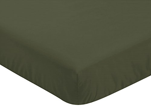 Product Cover Sweet Jojo Designs Solid Dark Green Baby or Toddler Fitted Crib Sheet for Woodland Camo Collection