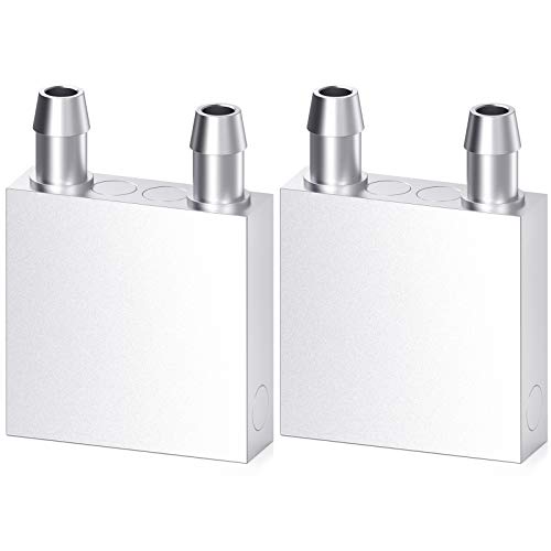 Product Cover DIYhz Aluminum Water Cooling Block, Liquid Water Cooler Heat Sink System for PC Computer CPU Graphics Radiator Heatsink Endothermic Head Silver 2pcs(40mm x 40mm x 12mm)