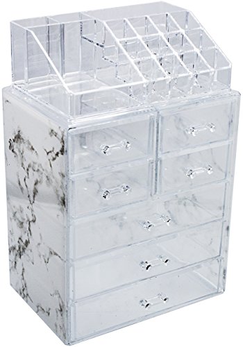 Product Cover Sorbus Luxe Marble Cosmetic Makeup and Jewelry Storage Case Display - Spacious Design - Great for Bathroom, Dresser, Vanity and Countertop (3 Large, 4 Small Drawers, Marble Print)