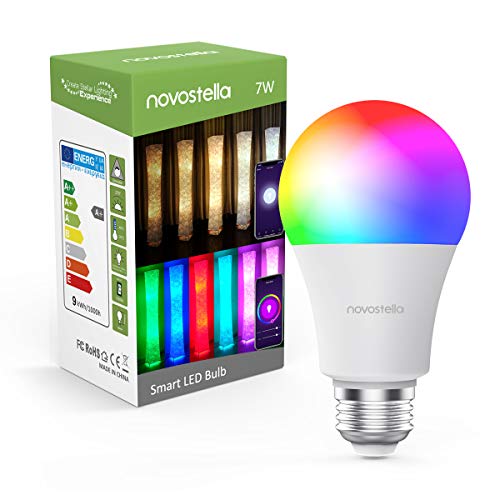 Product Cover Smart Light Bulb, Novostella Wi-Fi LED Bulb A19[7W 600LM] RGBCW Dimmable Multicolored Lights, No Hub Required, Compatible with Alexa and Google Home, 60W Equivalent (1 Pack)