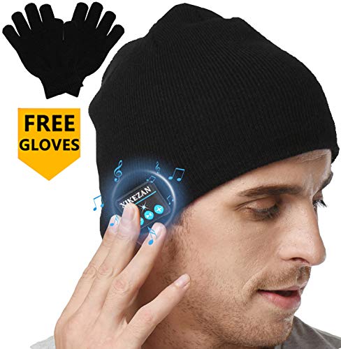 Product Cover XIKEZAN Upgraded Unisex Knit Bluetooth Beanie Hat Headphones V4.2 Unique Christmas Tech Gifts for Men/Dad/Women/Mom/Teen Boys/Girls Stocking Stuffer w/Built-in Stereo Speakers (Black)