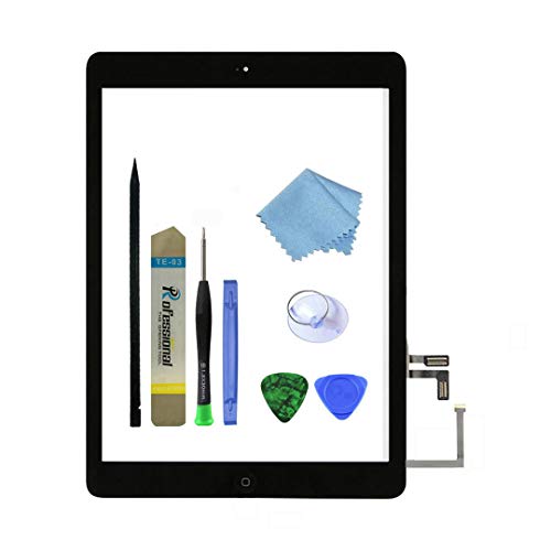 Product Cover Zentop Black IPad Air 1st Generation Touch Screen Digitizer Glass Replacement Modle A1474 A1475 A1476 with Home Button,Camera Holder,Preinstalled Adhesive,Tool Kit. (Black)