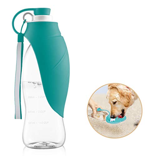 Product Cover perpets Portable Dog Water Bottles,Reversible & Lightweight Travel Pet Water Dispenser with Expandable Silicone Flip-Up Leaf, Made of Food-Grade Silicone 20 OZ (Blue)