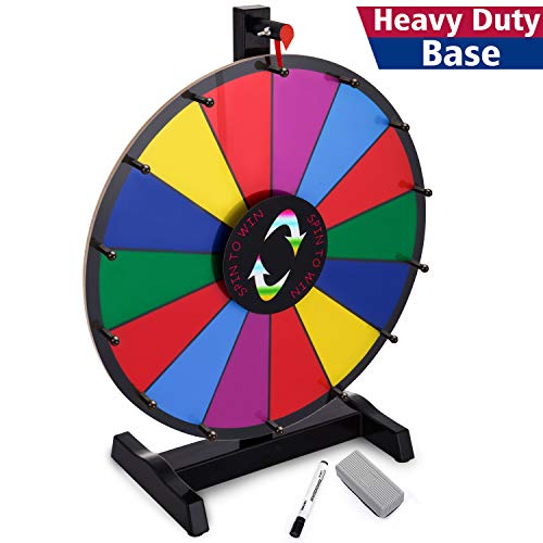 Product Cover T-SIGN 18 Inch Heavy Duty Table Prize Wheel Spin, 14 Slots Color Spinning Prize Wheel Spinner with Dry Erase Marker and Eraser for Carnival and Trade Show, Win The Fortune Spin Game