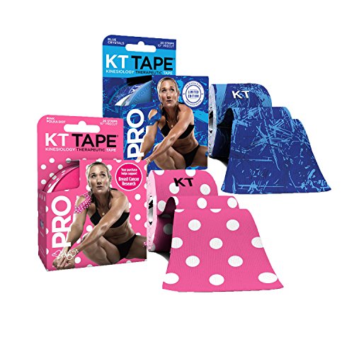 Product Cover KT Tape PRO Precut 40-Strip Synthetic Kinesiology Tape Two-Roll Bundle - Ice Crystals & Pink Polka Dots