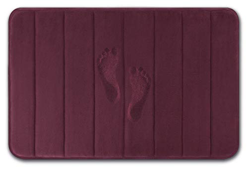 Product Cover Yimobra Memory Foam Bath Mat Large Size 31.5 by 19.8 Inches, Soft and Comfortable, Super Water Absorption, Non-Slip, Thick, Machine Wash, Easier to Dry for Bathroom Floor Rug, Potent Purple