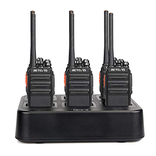 Product Cover Retevis H-777S Walkie Talkies Rechargeable 16 Channels UHF VOX Privacy Codes Security Two Way Radios Long Range(6 Pack) with Six Way Gang Multi Charger