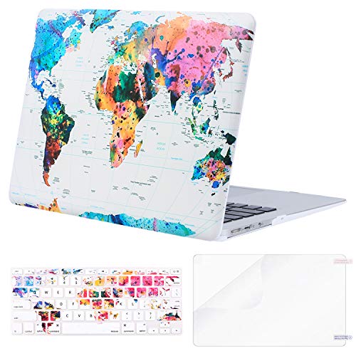 Product Cover MOSISO MacBook Air 13 inch Case (A1369 & A1466, Older Version 2010-2017 Release), Plastic Pattern Hard Case&Keyboard Cover&Screen Protector Only Compatible with MacBook Air 13, World Map White Base