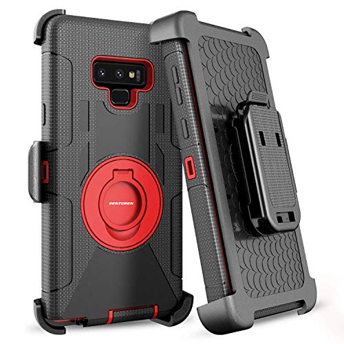 Product Cover BENTOBEN Case for Galaxy Note 9, Shockproof Heavy Duty Rugged Hybrid Hard PC Soft Silicone Bumper Full Body Protective Phone Case Cover with Kickstand Belt Clip Holster for Samsung Galaxy Note 9, Red