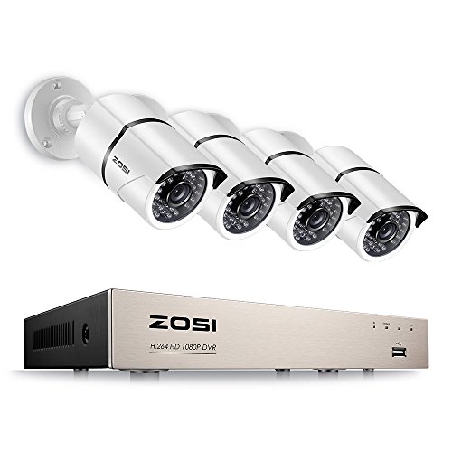 Product Cover ZOSI 1080P Security Camera System 8CH 4-in-1 1080P Video Recorder DVR and (4) 2.0MP Weatherproof HD-TVI Bullet Surveillance Cameras,100ft Night Vision,Smartphone & PC Remote Viewing