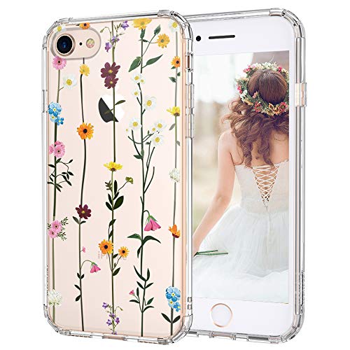 Product Cover MOSNOVO iPhone 8 Case, iPhone 7 Clear Case, Wildflower Floral Clear Design Printed Plastic Hard Back Phone Case with TPU Bumper Protective Case Cover for Apple iPhone 7 / iPhone 8