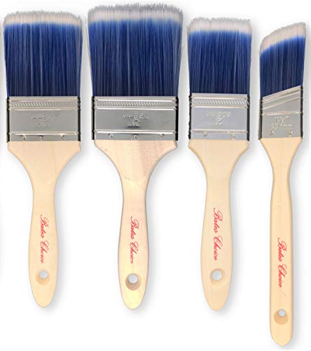 Product Cover Bates Paint Brushes - 4 Pieces (3, 2.5, 2, and 1.5 Angled), Treated Wood Handle, Paint Brushes for Walls, Professional Wall Brush Set, House Paint Brush, Trim Paint Brush, Sash Paint Brush