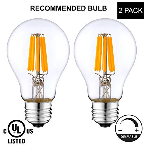 Product Cover LightAccents Indoor/Outdoor Dimmable LED Filament Light Bulb A19, 8W (60W Equivalent), 800 lumens, 2700K (Warm White), Omnidirectional, Medium Base (E26) UL-Listed - (Pack of 2)