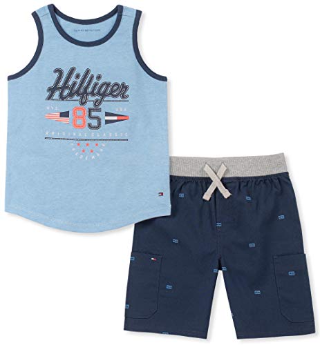 Product Cover Tommy Hilfiger Boys' Toddler 2 Pieces Tank top Shorts Set, Blue, 3T