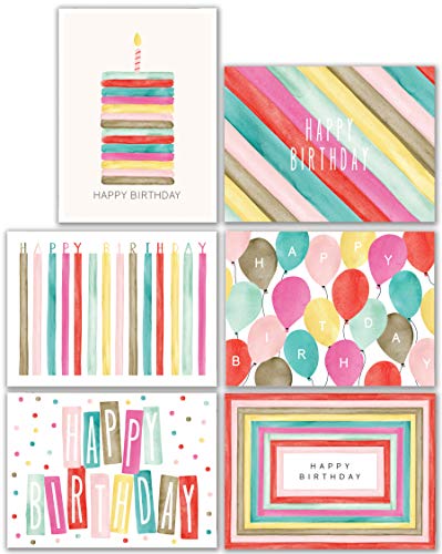 Product Cover Watercolor Bulk Birthday Cards Assortment - 48pc Bulk Happy Birthday Card with Envelopes Box Set - Assorted Blank Birthday Cards for Women, Men, and Kids in a Boxed Card Pack