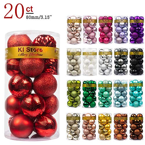 Product Cover KI Store 20ct Christmas Ball Ornaments Shatterproof Christmas Decorations Large Tree Balls for Holiday Wedding Party Decoration, Tree Ornaments Hooks Included 3.15