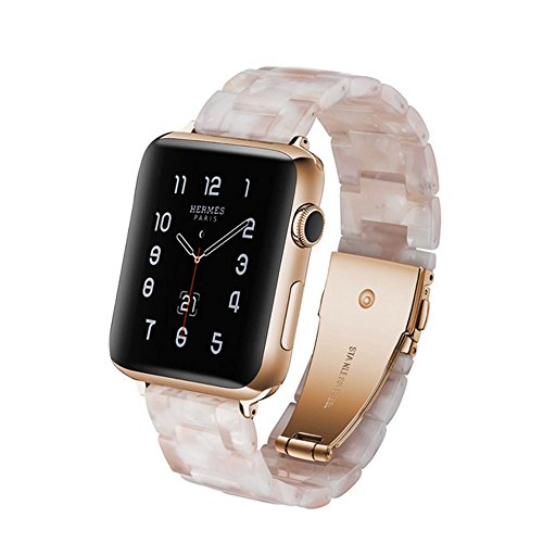 Product Cover Herbstze for Apple Watch Band 38mm/40mm, Fashion Resin iWatch Band Bracelet with Metal Stainless Steel Buckle for Apple Watch Series 4 Series 3 Series 2 Series 1 (White)