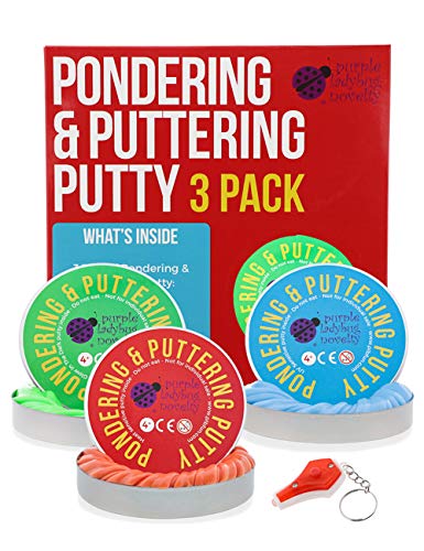 Product Cover 3 Pack of Slime Putty Stress Relief Toys - 1.7 Ounce x 3 Fidget Putty for Kids - 1 Color Changing, 1 Glow in the Dark, & 1 1 UV Sensitive Crazy Value Pack - Excellent Sensory Toys, Therapy Putty!