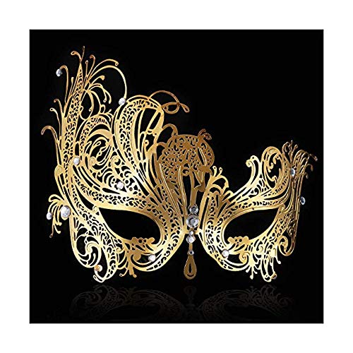 Product Cover FaceWood Masquerade Mask for Women Ultralight Gorgeous Gold & Silver Shiny Metal Rhinestone Mask.