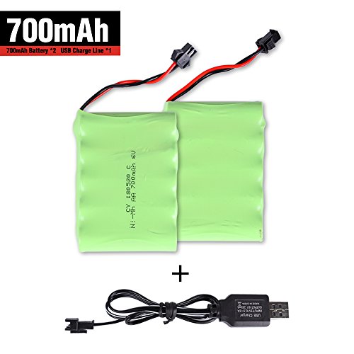 Product Cover SPESXFUN Rechargeable Battery Two Packs of 6V 700mAh Ni-MH Battery with USB Charging Cable for Four Wheels Racing Car for Model SPESXFUN 2018
