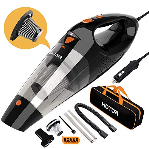 Product Cover Car Vacuum, HOTOR Corded Car Vacuum Cleaner High Power for Quick Car Cleaning, DC 12V Portable Auto Vacuum Cleaner for Car Use Only - Orange