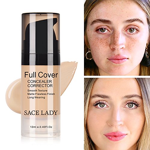 Product Cover Pro Full Cover Liquid Concealer, Waterproof Smooth Matte Flawless Finish Creamy Concealer Foundation for Eye Dark Circles Spot Face Concealer Makeup, Size:6ml/0.20Fl Oz (03.Natural 12ml)